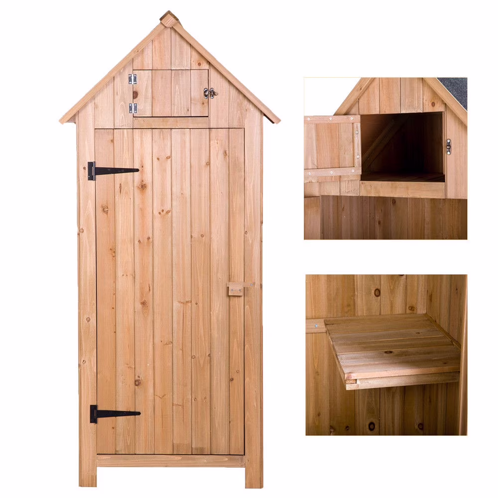 UBesGoo Fir wood  with Single Door Wooden Live Garden Shed Wooden Lockers Wood