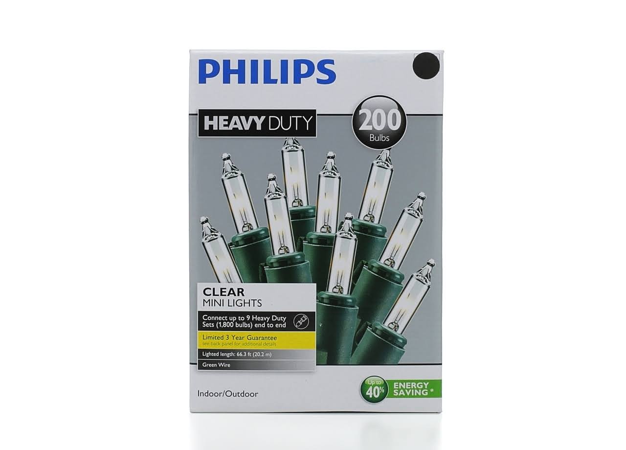 Philips 118108-104 Heavy Duty Mini 200-Bulbs String Light, Clear