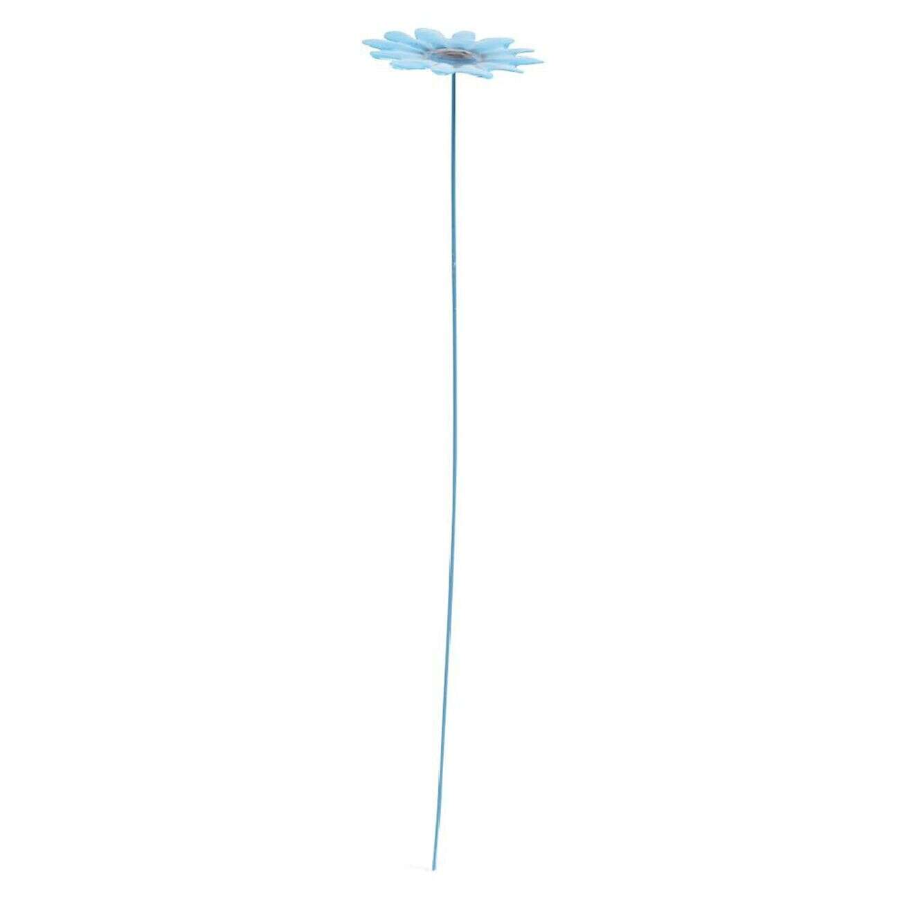 Fleur métal à planter marguerite bleue H26cm