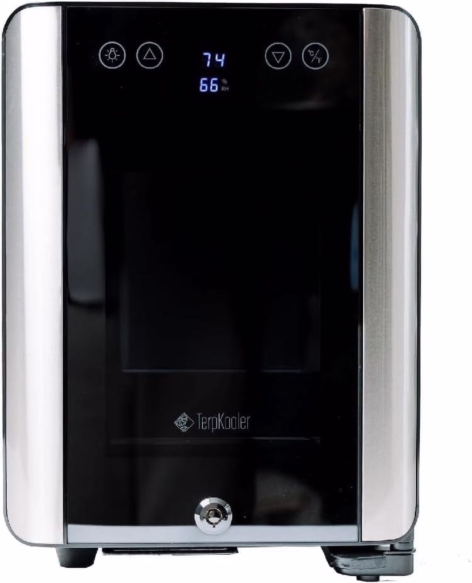Mini Fridge with Temp Humidity Control, 3 USB Ports, Smoked Glass Shelves, Lockable UV Glass Door for Cosmetics, Skin Care, Medicine, Herbs, and More