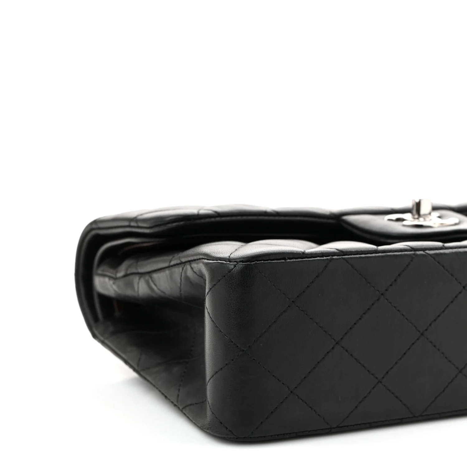 Lambskin Quilted Small Double Flap Black