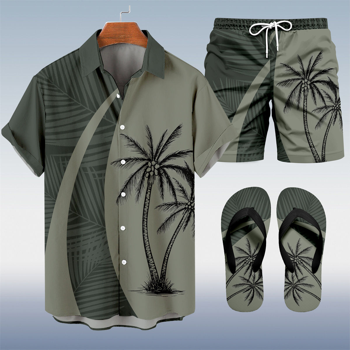 Ensemble trois pièces Suitmens pour homme, imprimé vacances à Hawaï, chemise 055