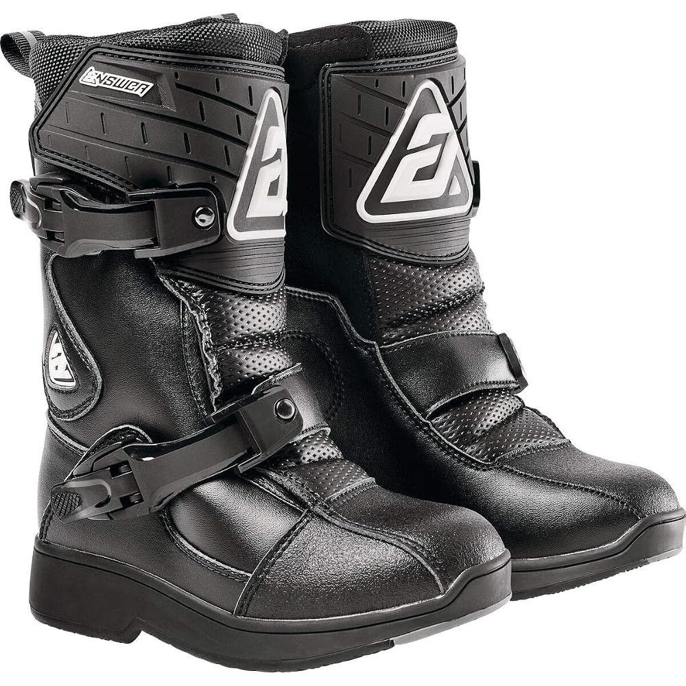 Answer Racing 446169 Powersports Motocross Protection Gear: Pee Wee Boots, Black/Black, Youth 10, 1 Pair