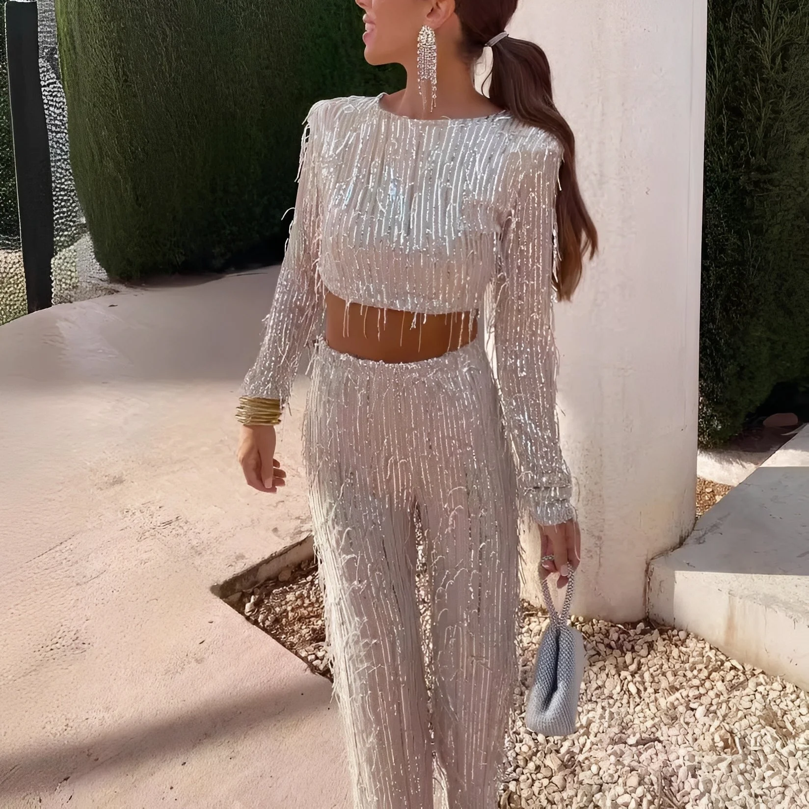 Meghan - Ensemble à sequins et franges élégant