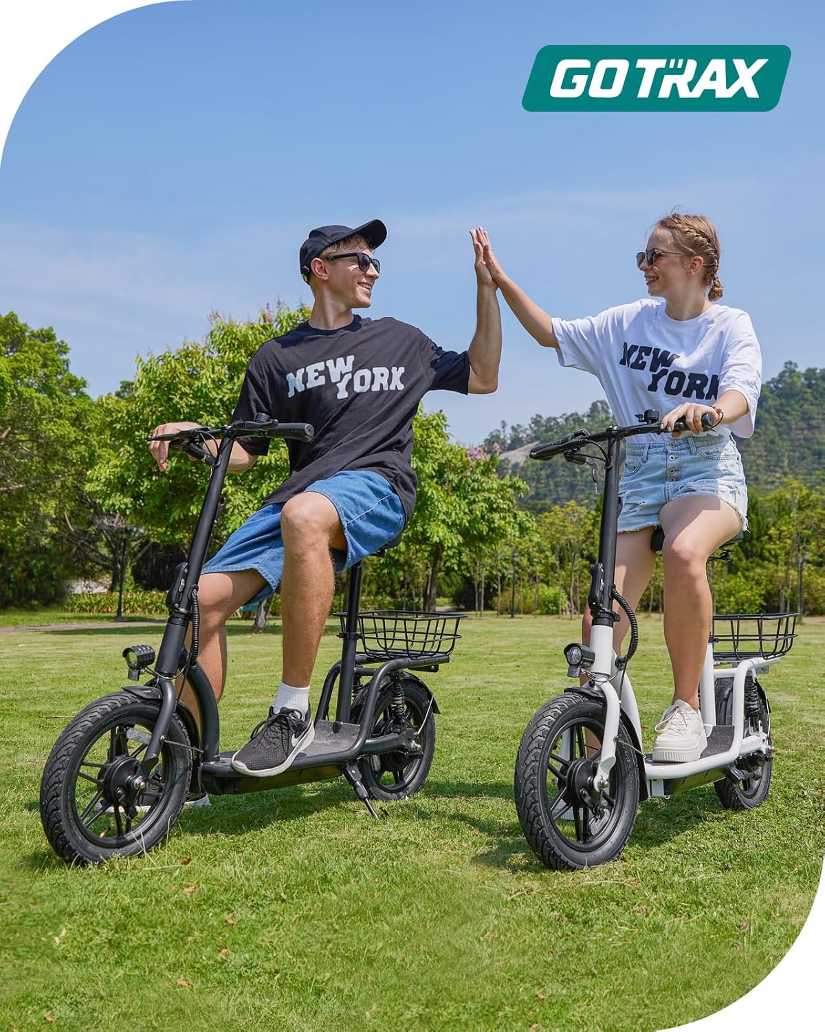 Trottinette électrique Gotrax pour adultes avec siège, autonomie maximale de 30 à 40 km, pneus tout-terrain, larges pédales