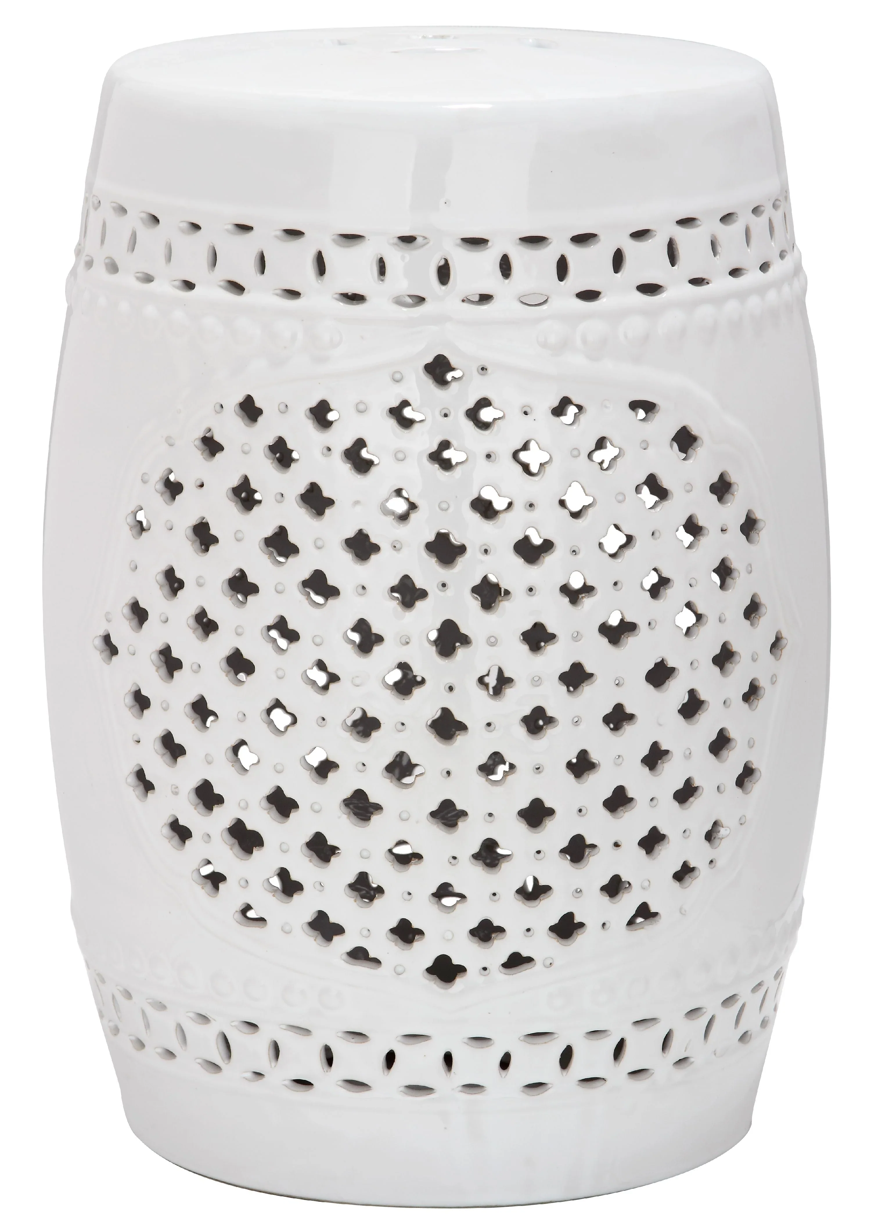 Safavieh Quatrefoil Ceramic Indoor/Outdoor Garden Patio Stool, White
