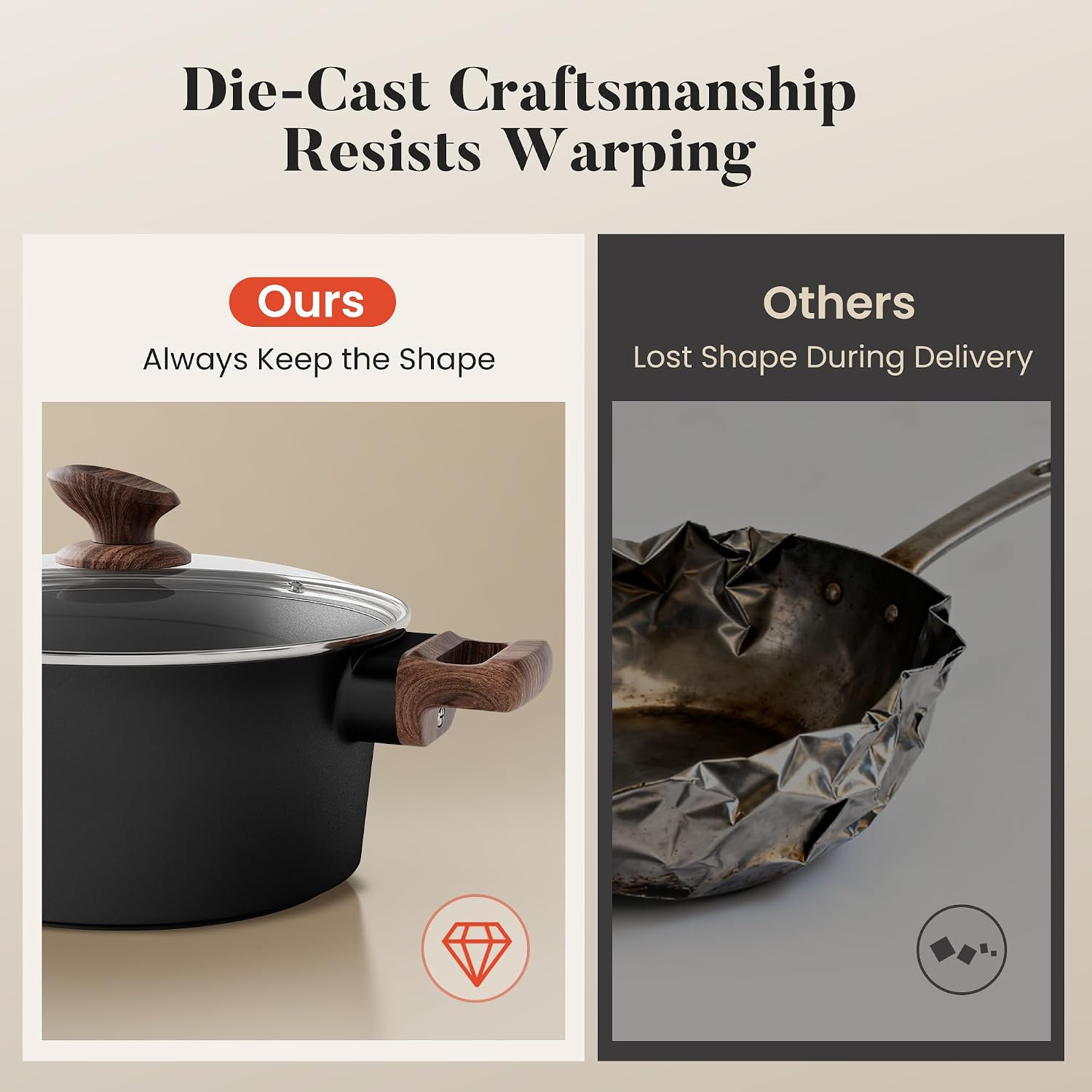 Kitchen Academy Ceramic Cookware Set, Pots and Pans Set Non Toxic