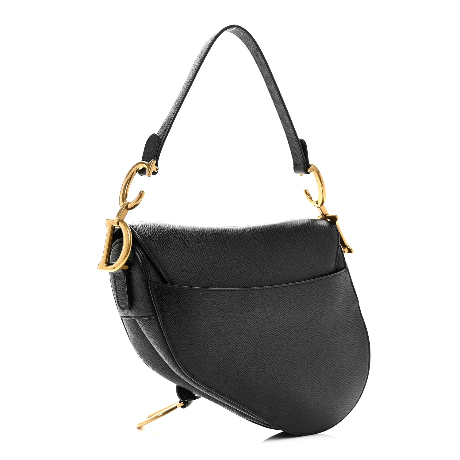 Grained Calfskin Saddle Bag Black