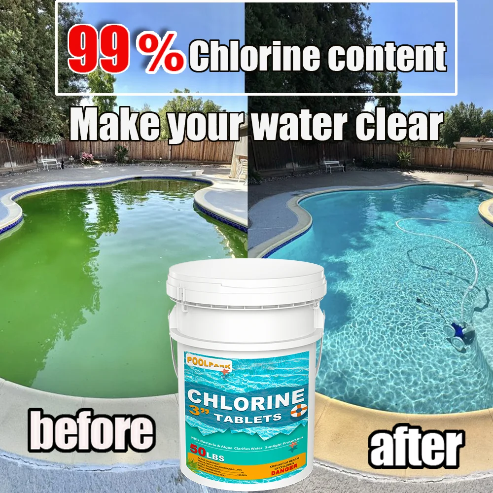 50 lb Pool & Spa Chlorine Tablets Pool Supplies 50 Pounds 3 in Chlorine Stabilizer Hot Tubs Bathtub Chlorinating Tablets