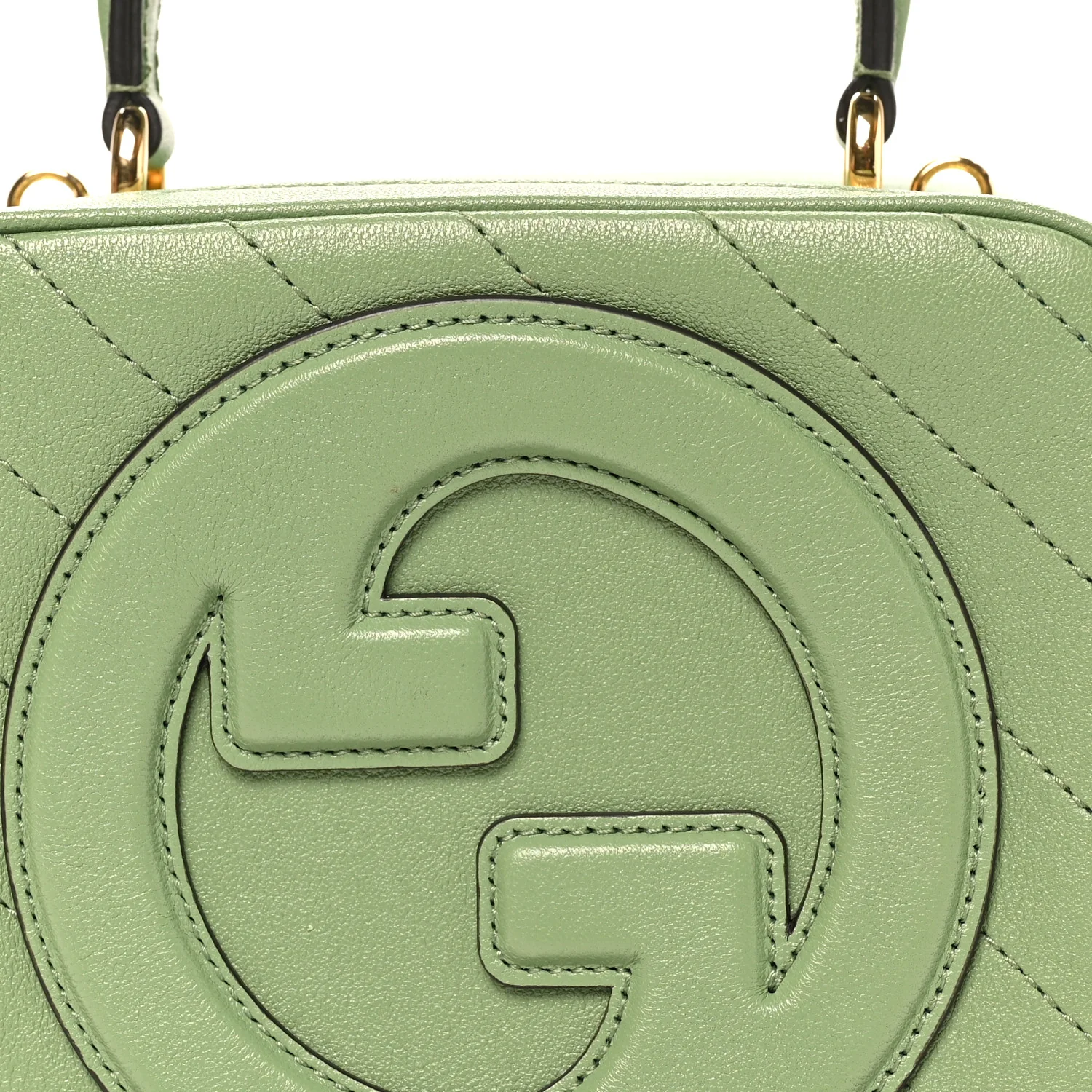 Sakai Be Green Calfskin Diagonal Stitched Small Blondie Shoulder Bag Light Green