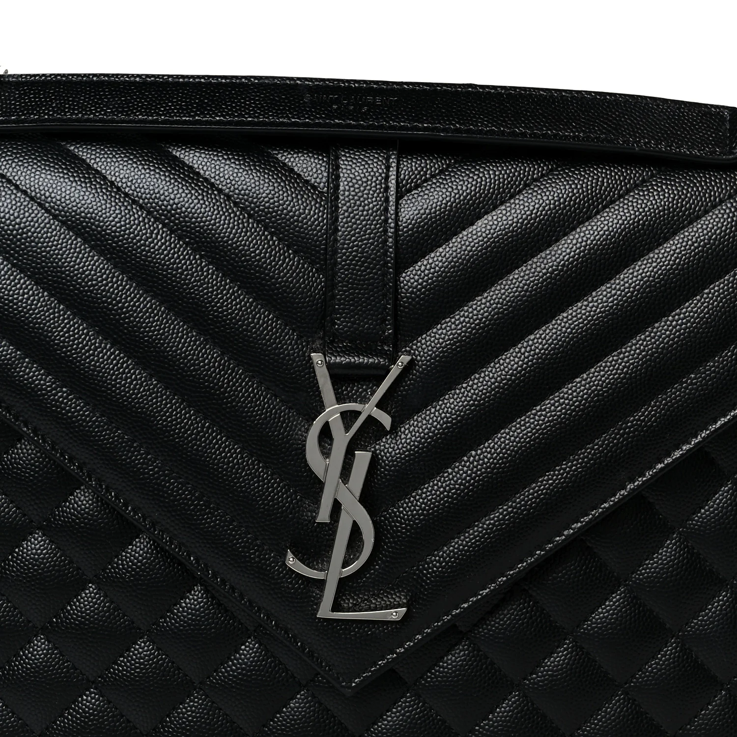 Grain De Poudre Textured Mixed Matelasse Large Triquilt Monogram Satchel Black