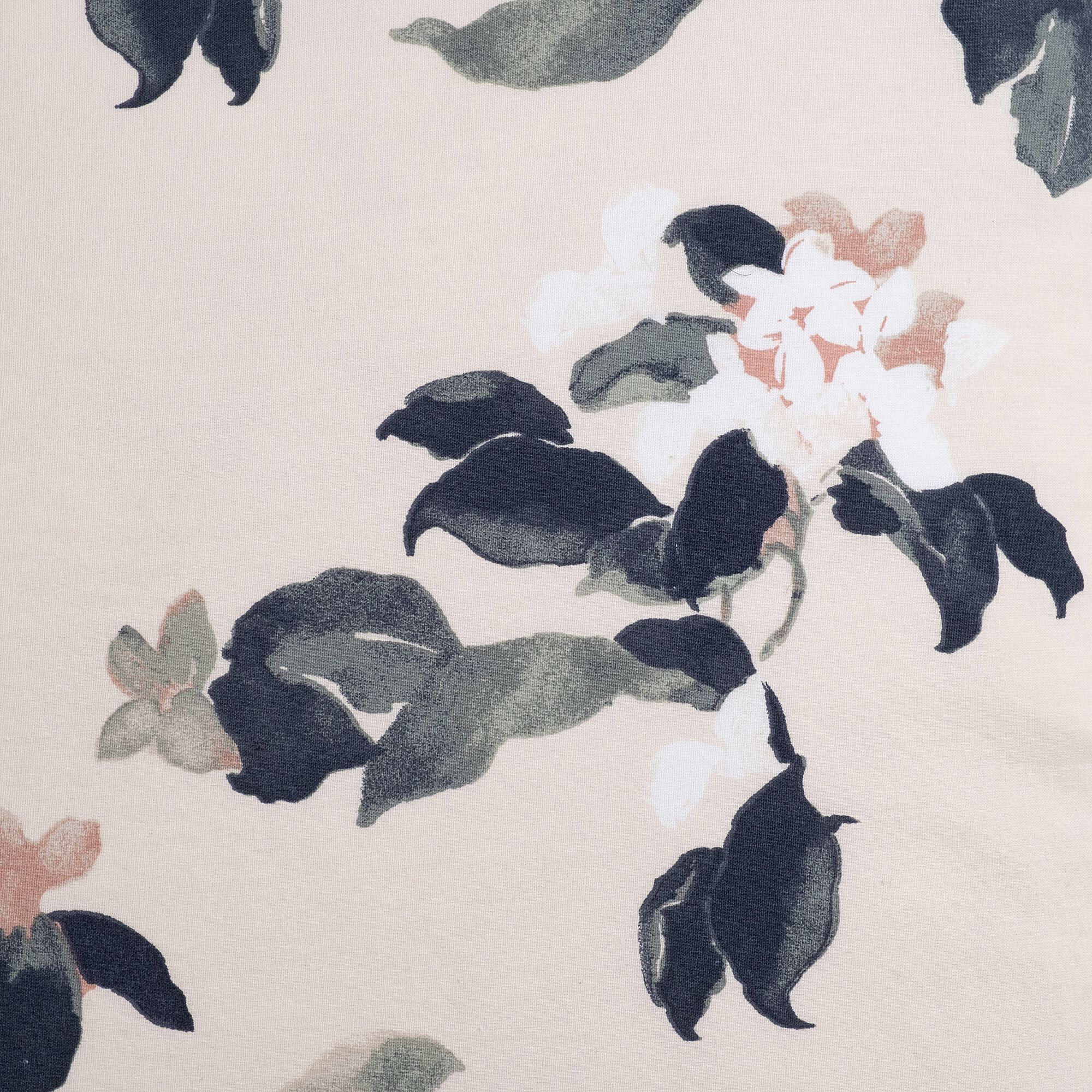 LINH - Housse de couette 240x220cm et 2 taies d'oreiller 63x63cm en coton lavé à motif floral - blanc