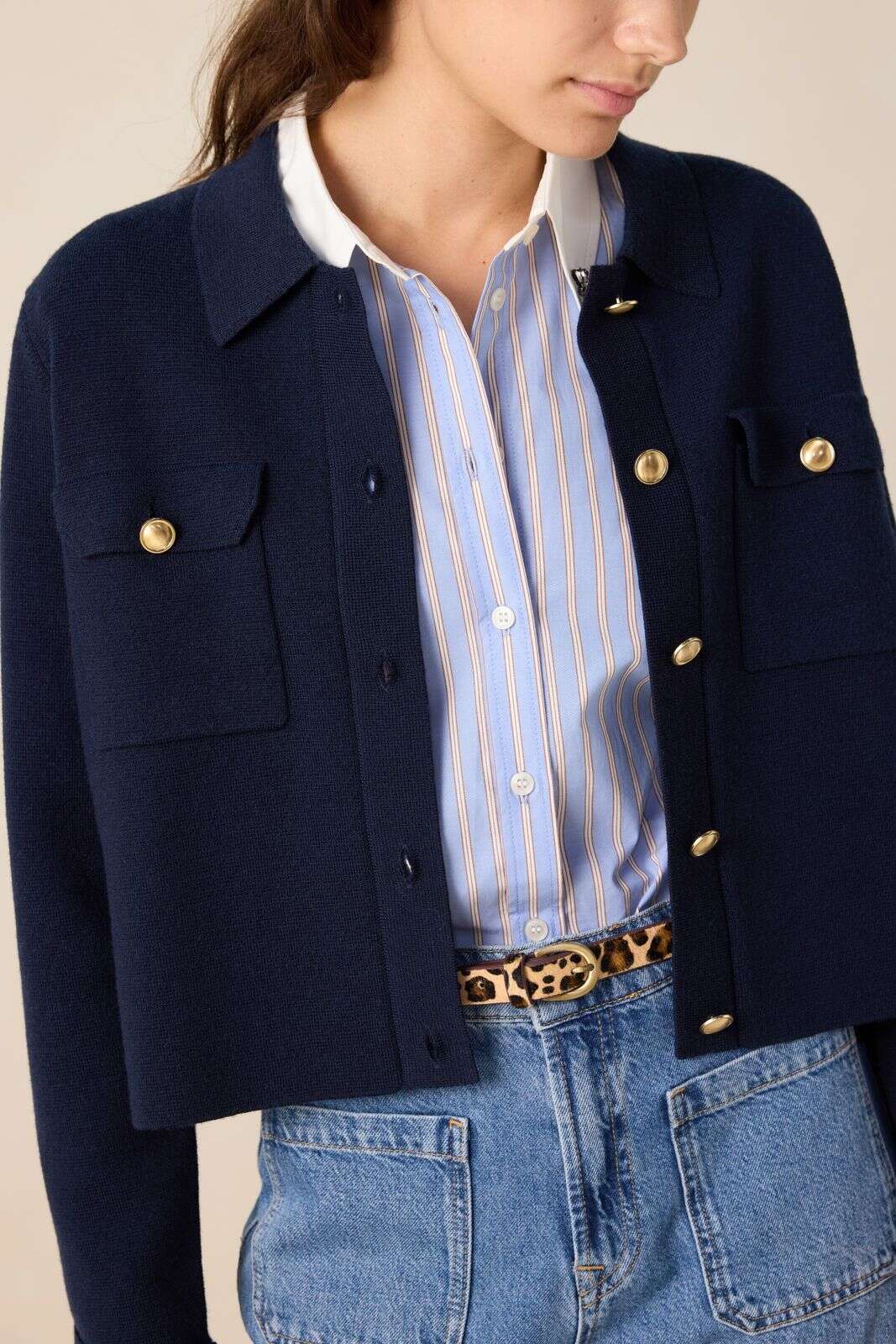 Donkerbruine riem met leopard print