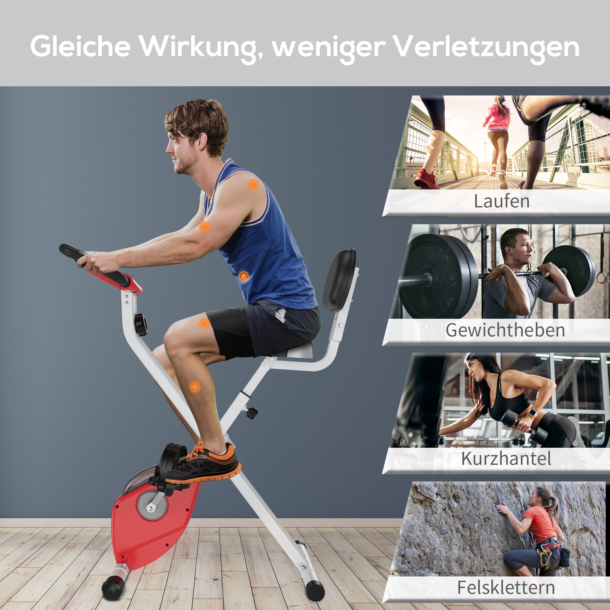 HOMCOM Hometrainer, fietstrainer, trainingsfiets met in 8 niveaus instelbare magnetische weerstand, staal, wit, 43 x 97 x 109 cm