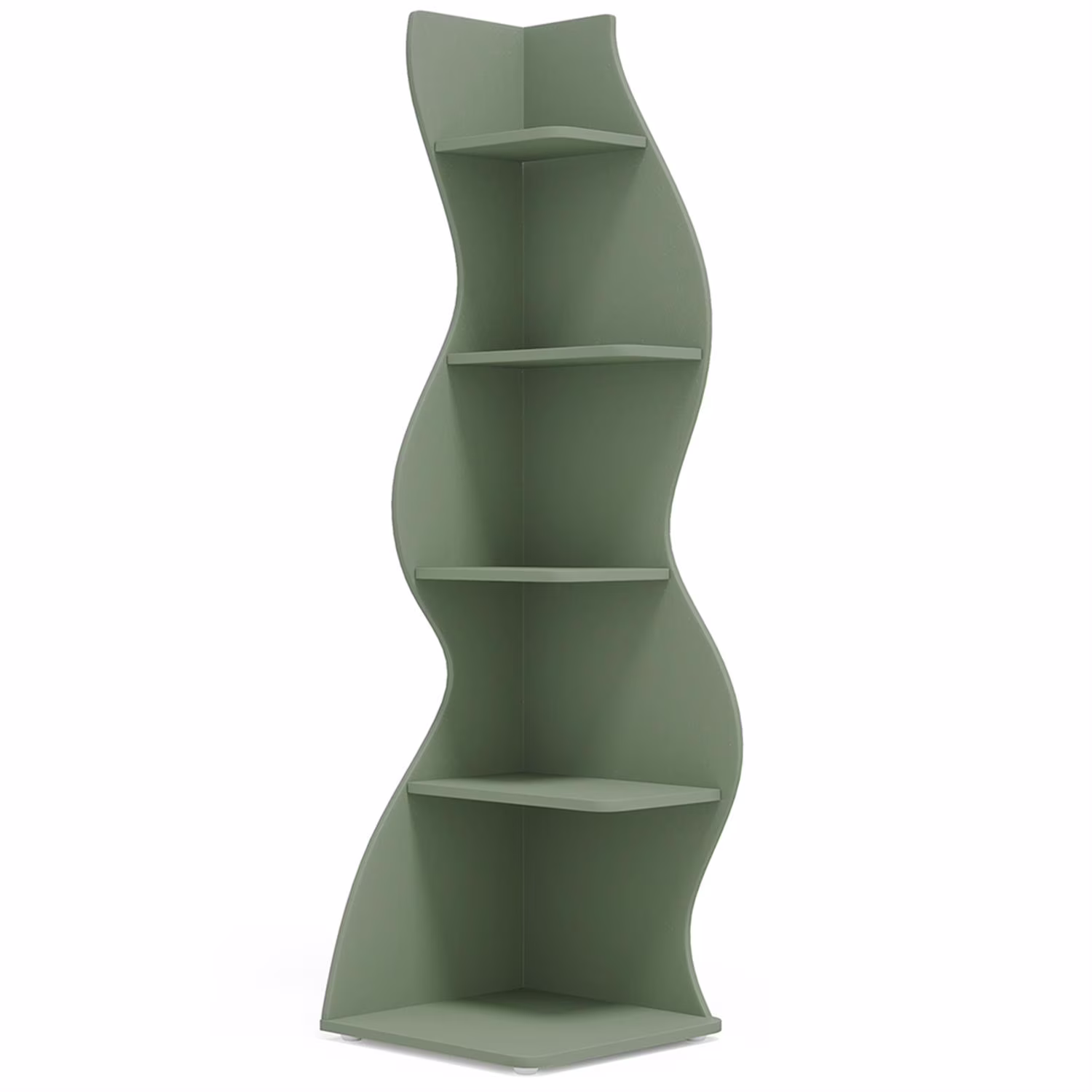 5-Tier Corner Bookcase, Wood Bookshelf Storage Organizer, 70" Tall Display Standing Shelf Unit for Bedroom, Living Room, Green(Green)