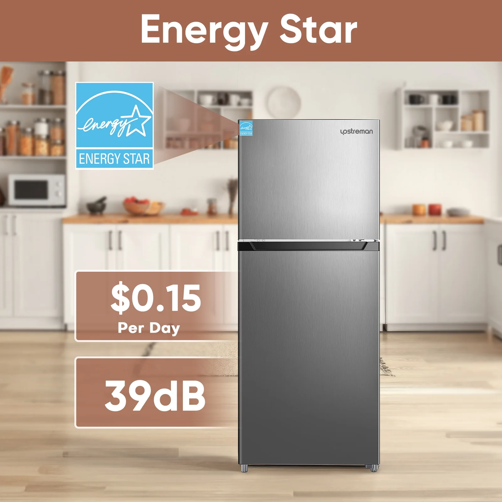 11.6 Cu.Ft. Top Freezer Refrigerator, Two Door Frost Free Apartment Size Refrigerator, Energy Star, Stainless Steel Door, Adjustable Thermostat Control, BD116 - Image 6