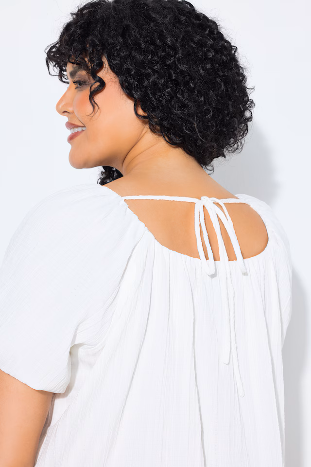 Textured Stripe Carmen Neckline  Blouse