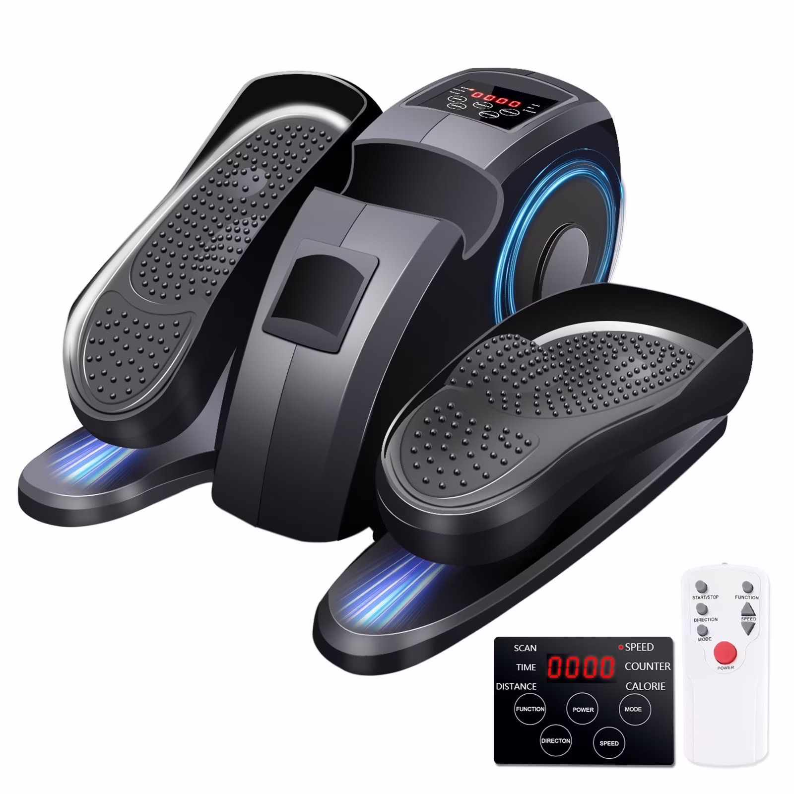 Under Desk Elliptical, Electric Seated Foot Leg Pedal Exerciser While Sitting for Seniors(Type-A Black)