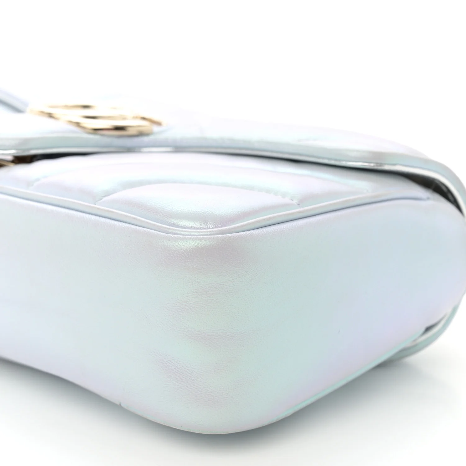 Iridescent Nappa Chevron Matelasse Small GG Marmont Shoulder Bag Iridescent Snow Light Blue