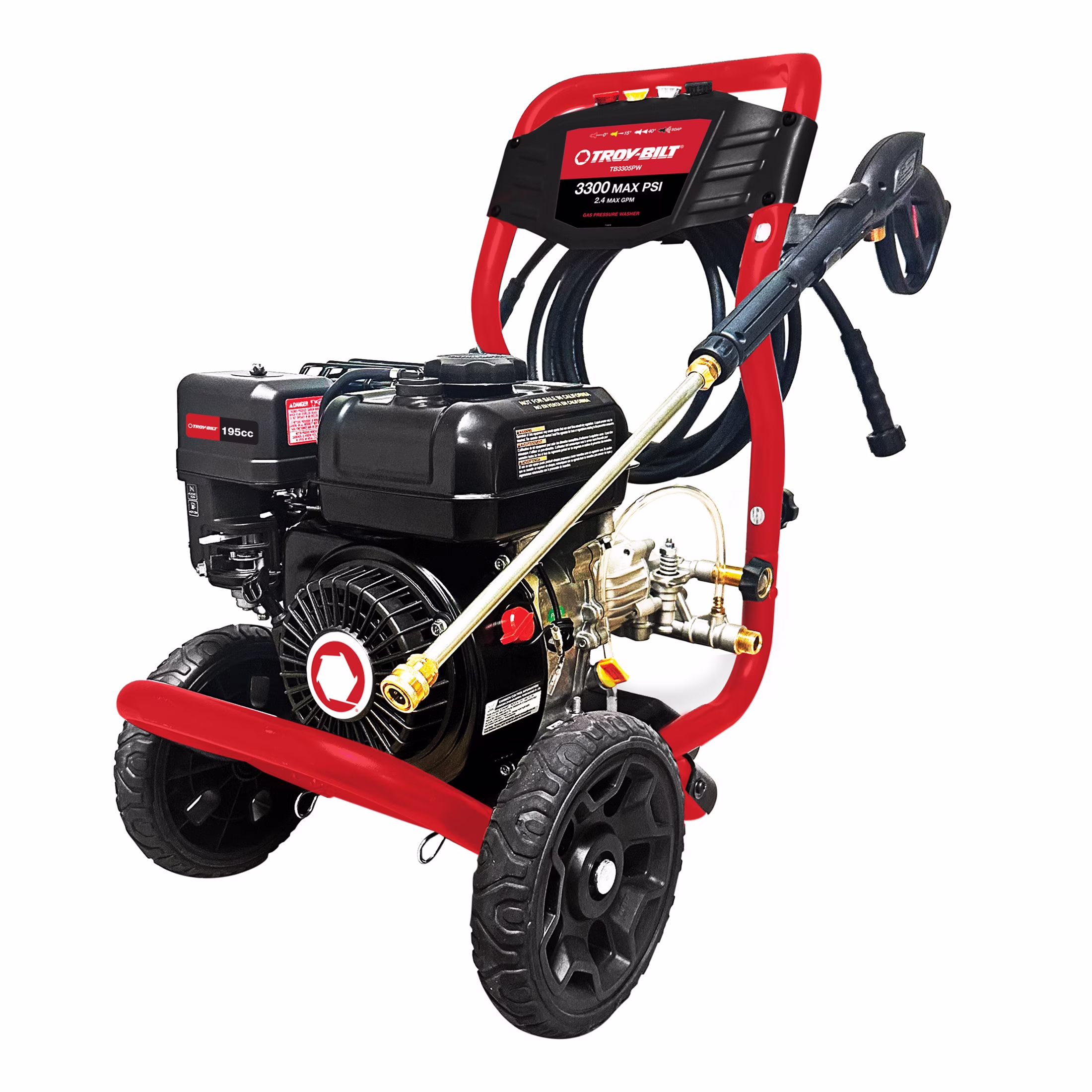 Troy - Bilt 3300 PSI 2.4 GPM with 195 CC Engine and Axial Cam Pump Gas Pressure Washer (0 Volts)