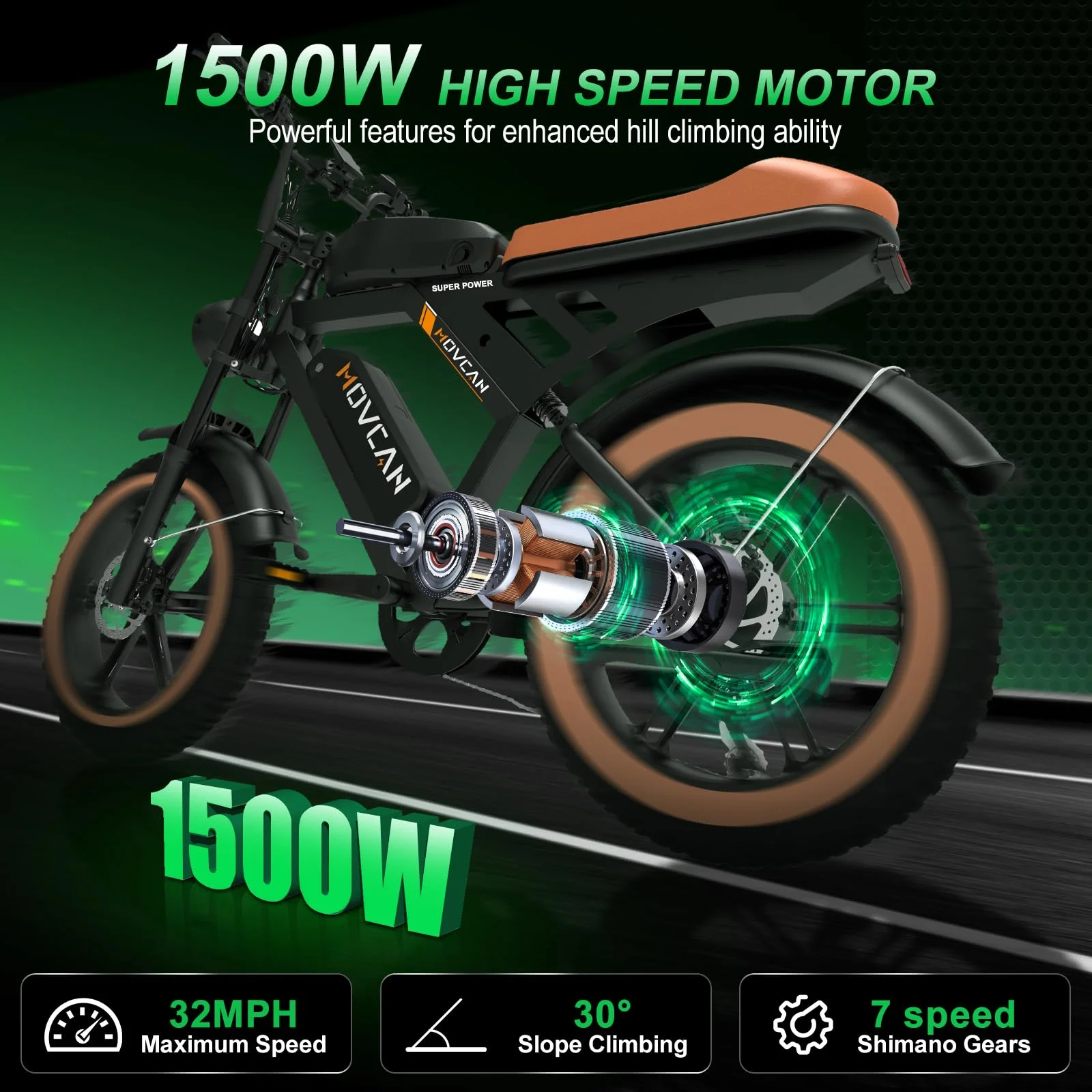 Movcan V30max Dual Battery Electric Bike for Adult, 1500W 20