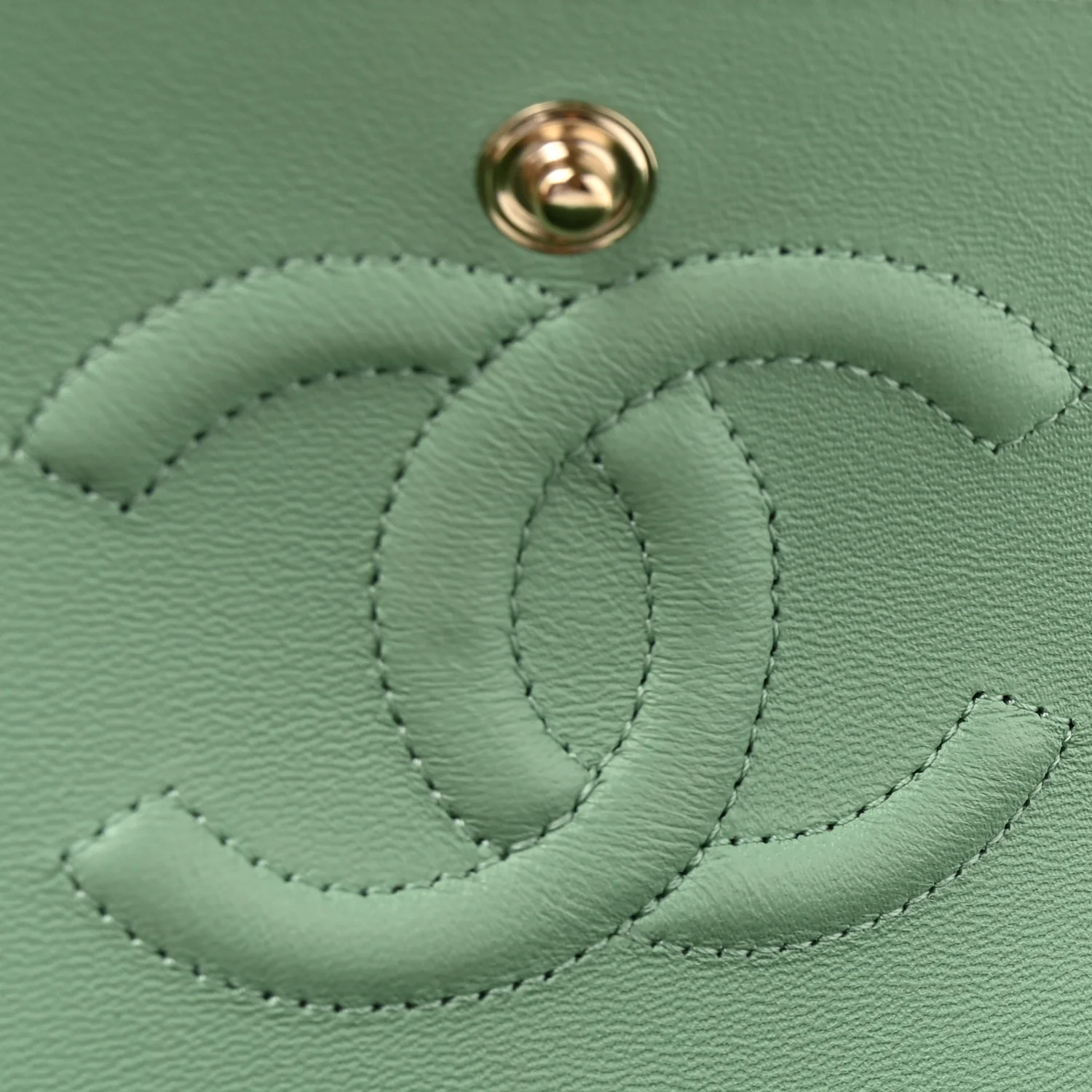 Caviar Quilted Small Double Flap Light Green