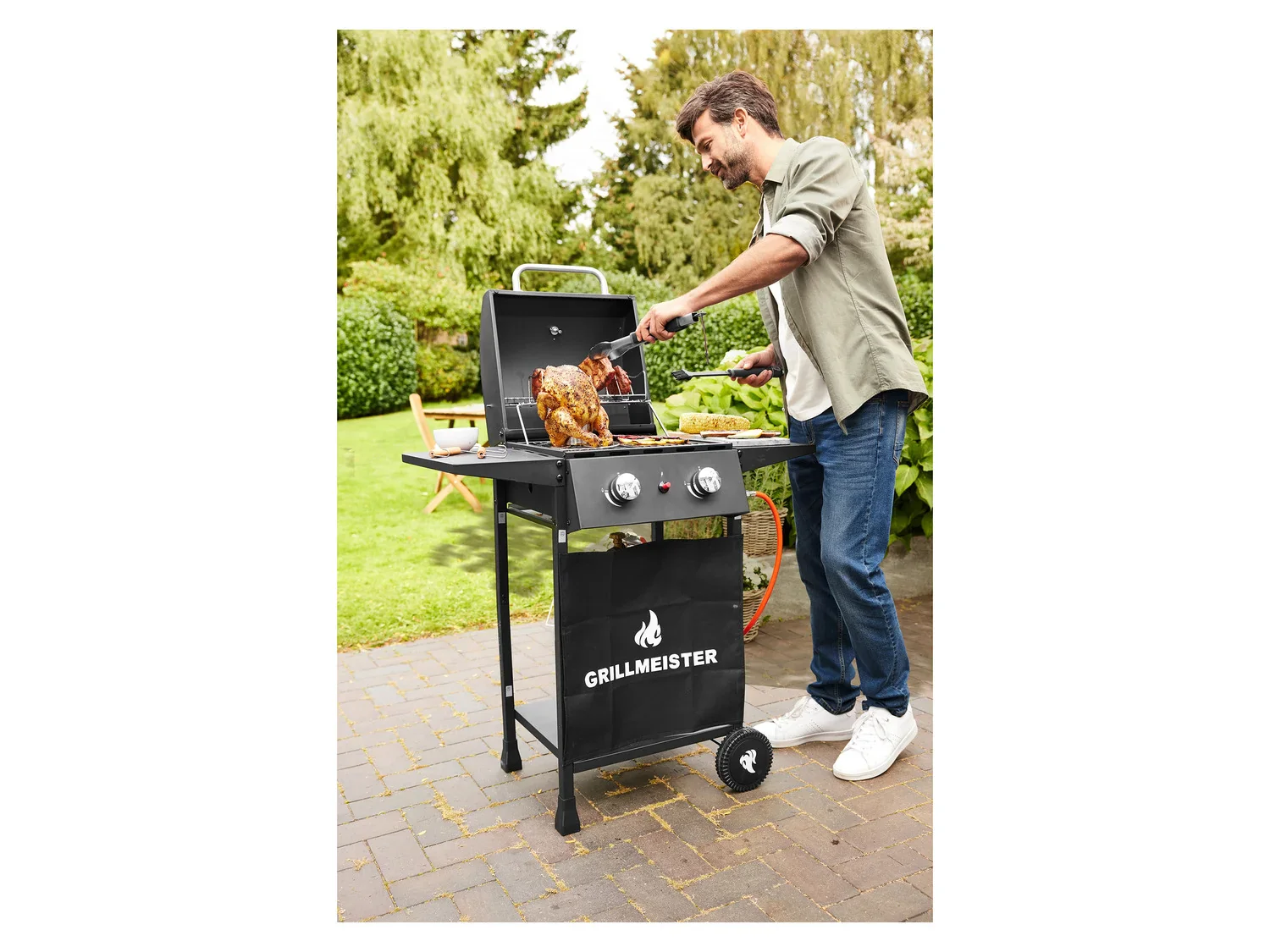 GRILLMEISTER Barbecue  gaz Memphis, 2 zones de cuisson