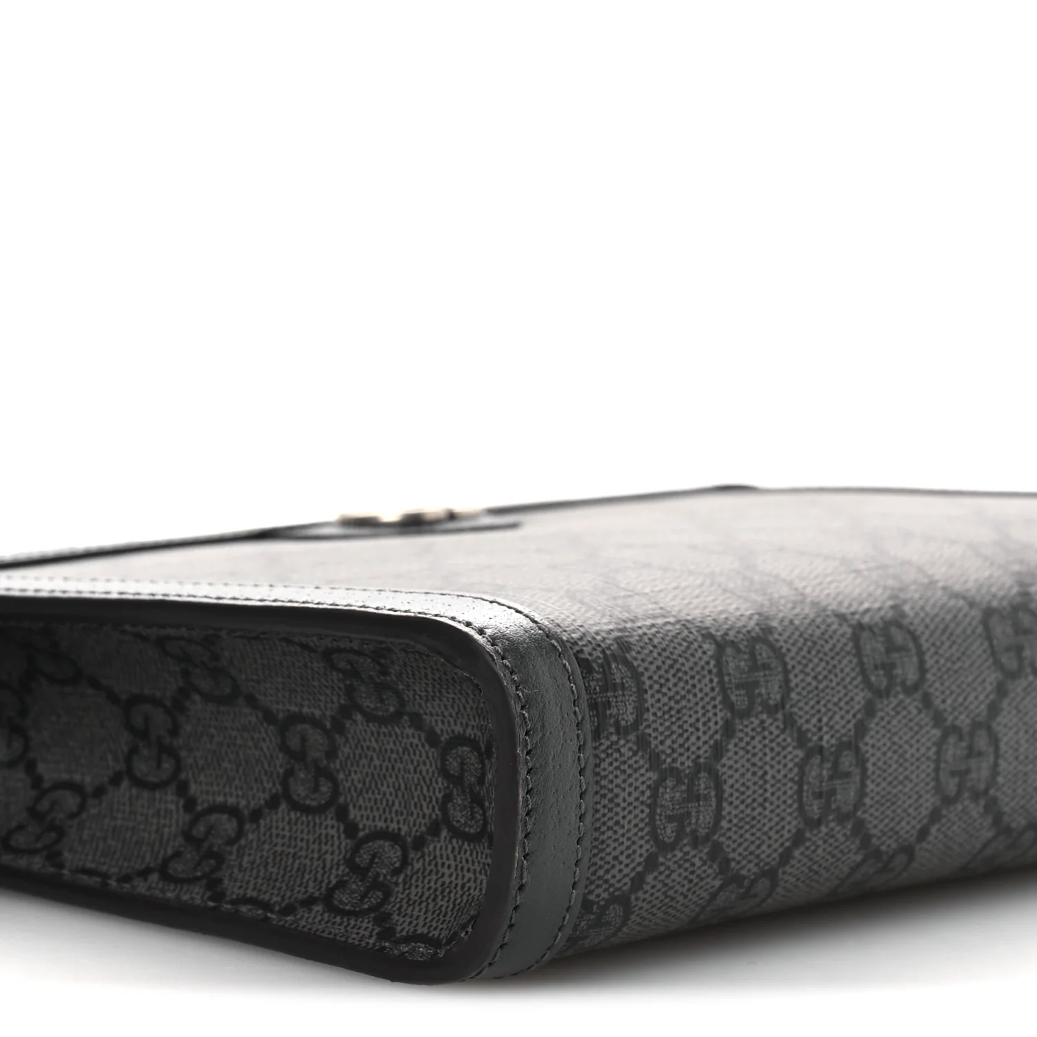 GG Supreme Monogram Textured Dollar Calfskin Web Small Ophidia Shoulder Bag Grey Black Graphite Grey
