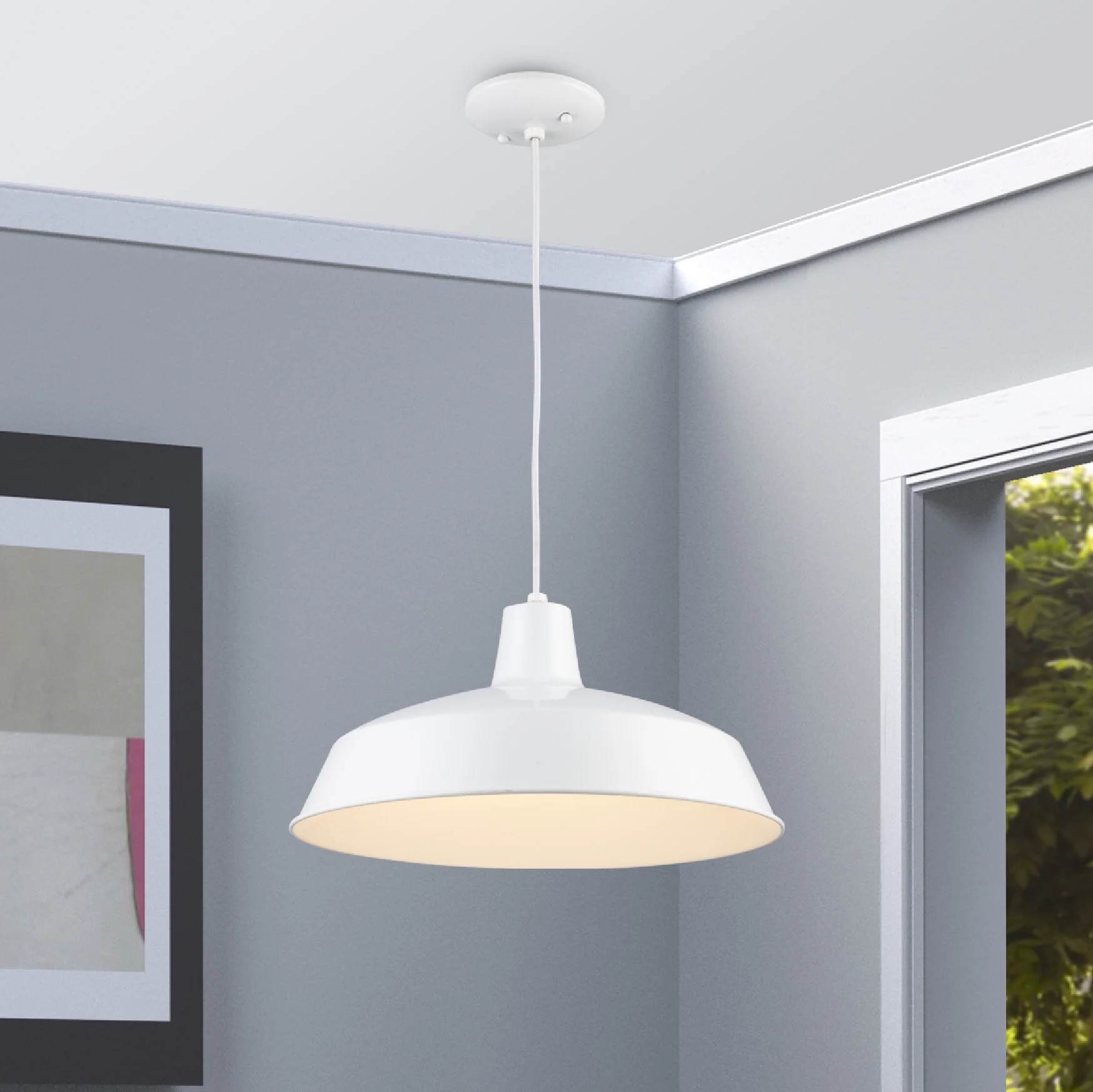 Trans Globe Lighting 1100 Sherman 1 Light 7" Tall Industrial Dome Shaped Indoor Pendant -(White)