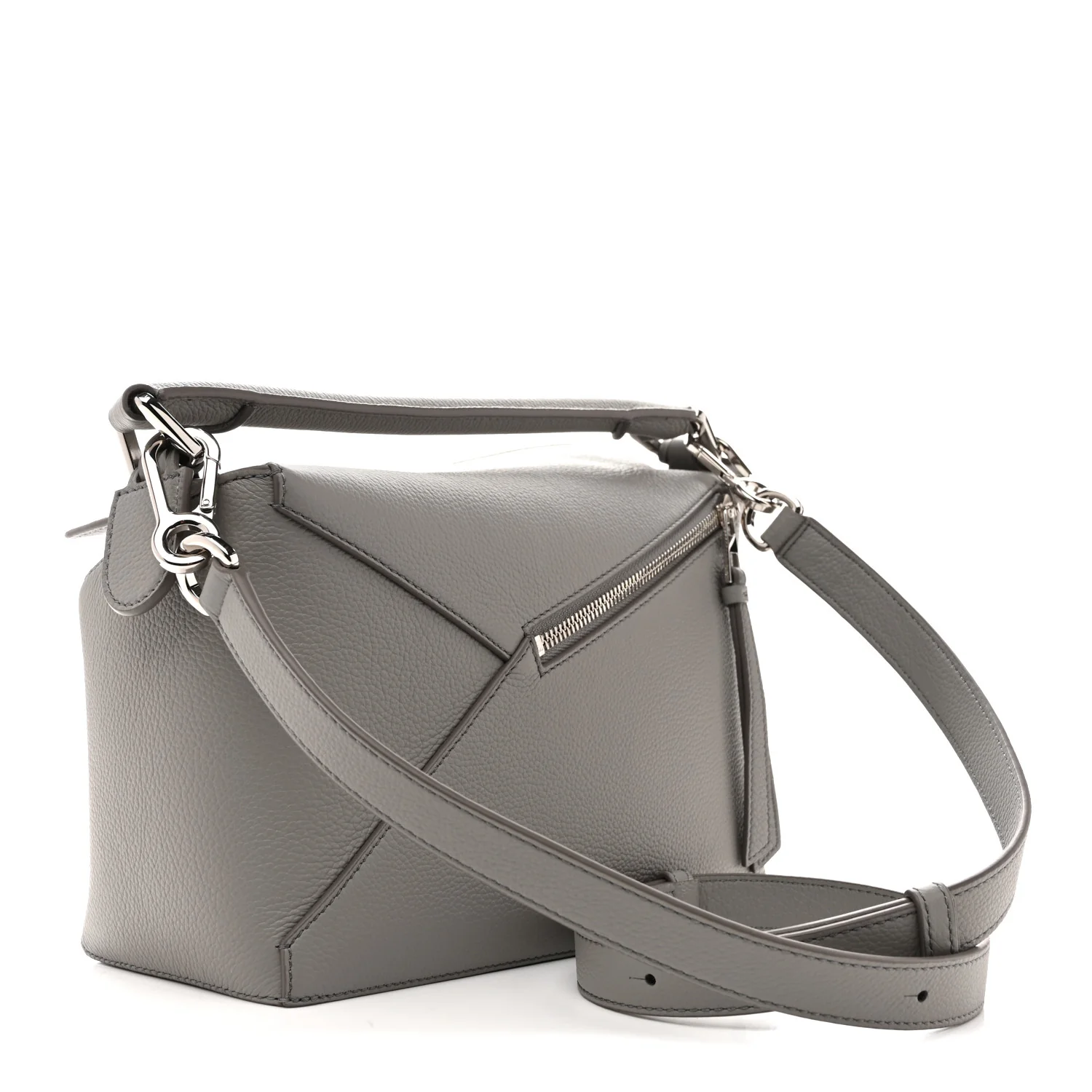 Soft Grained Calfskin Small Puzzle Edge Bag Pearl Grey