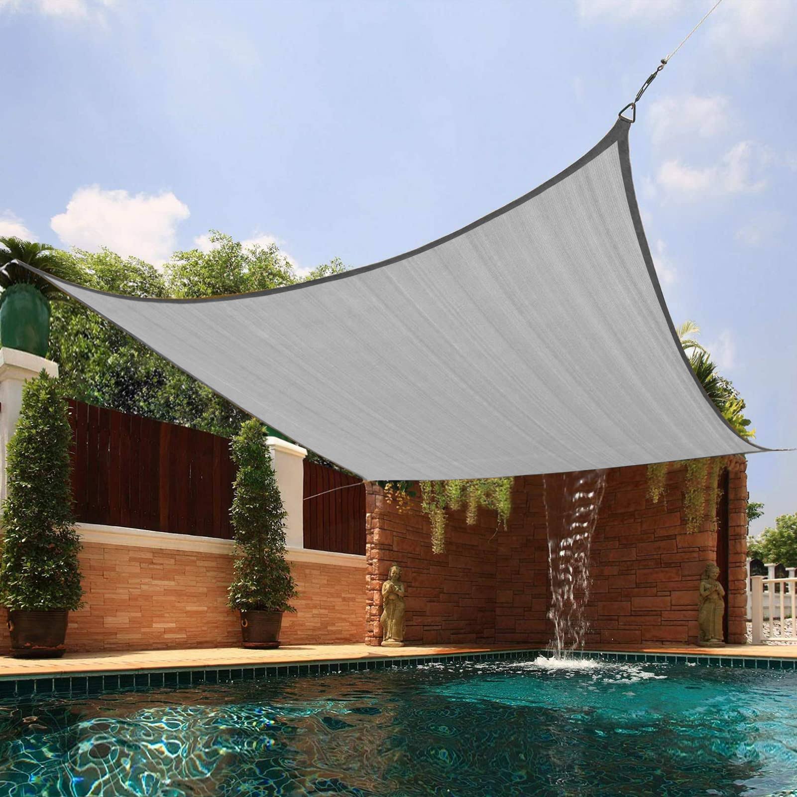 Amagenix Sun Shade Sails Canopy, Gray Rectangle Outdoor Shade Canopy 12' x 16' UV Block Canopy for Outdoor Patio Garden Backyard