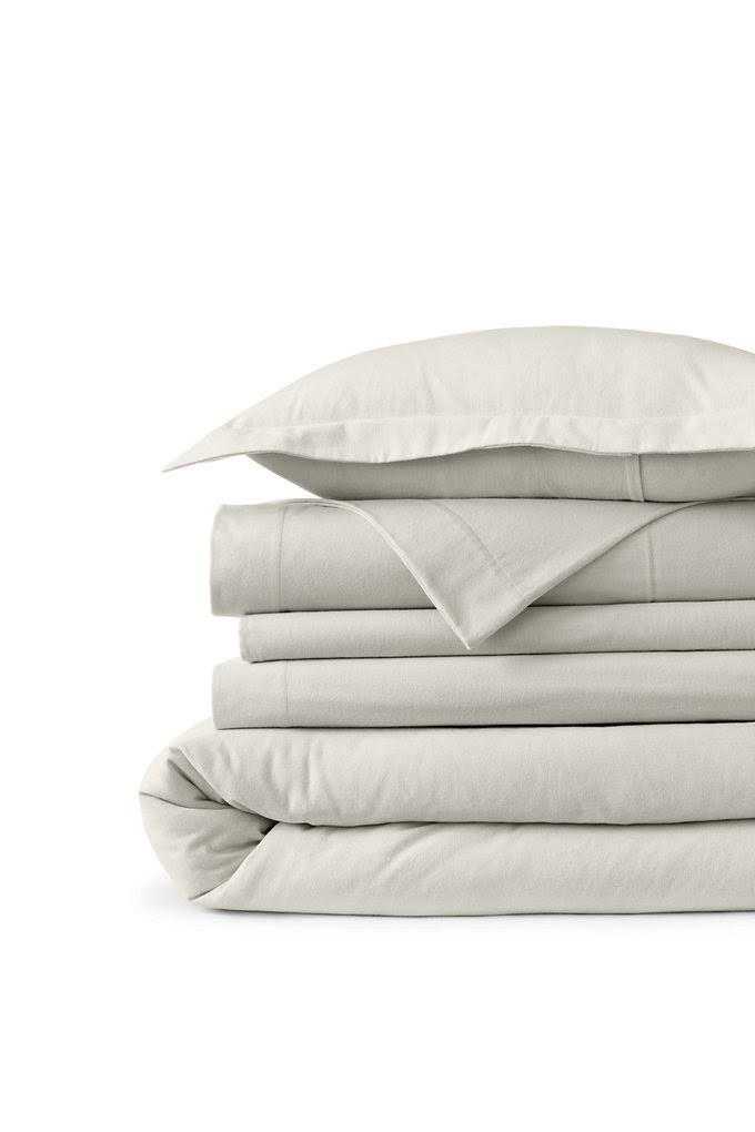 Lands' End Velvet Flannel Solid Duvet Cover, Dark Beige, Full/Queen