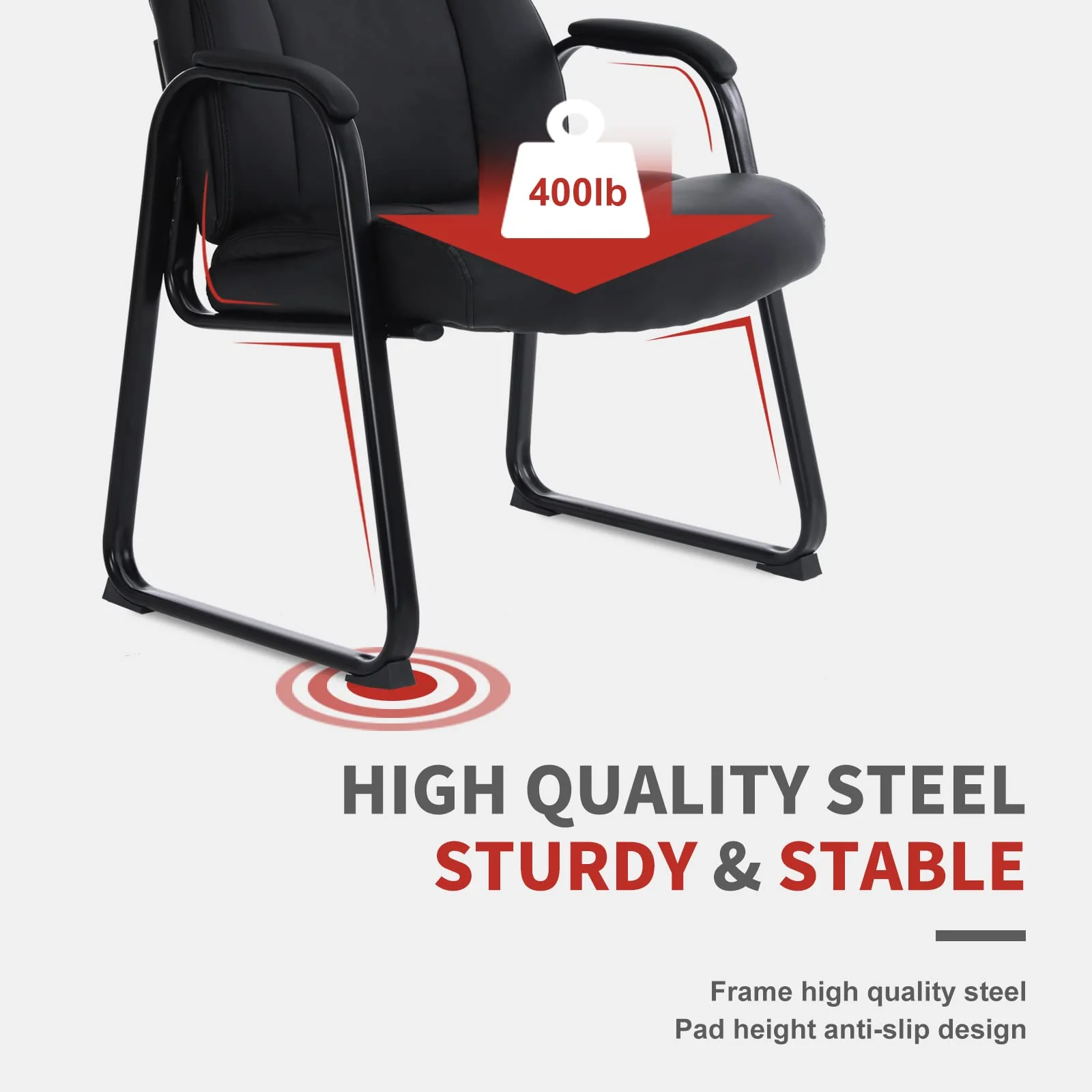 CLATINA Big & Tall 400 lb Guest Chair. Leather Reception Chairs