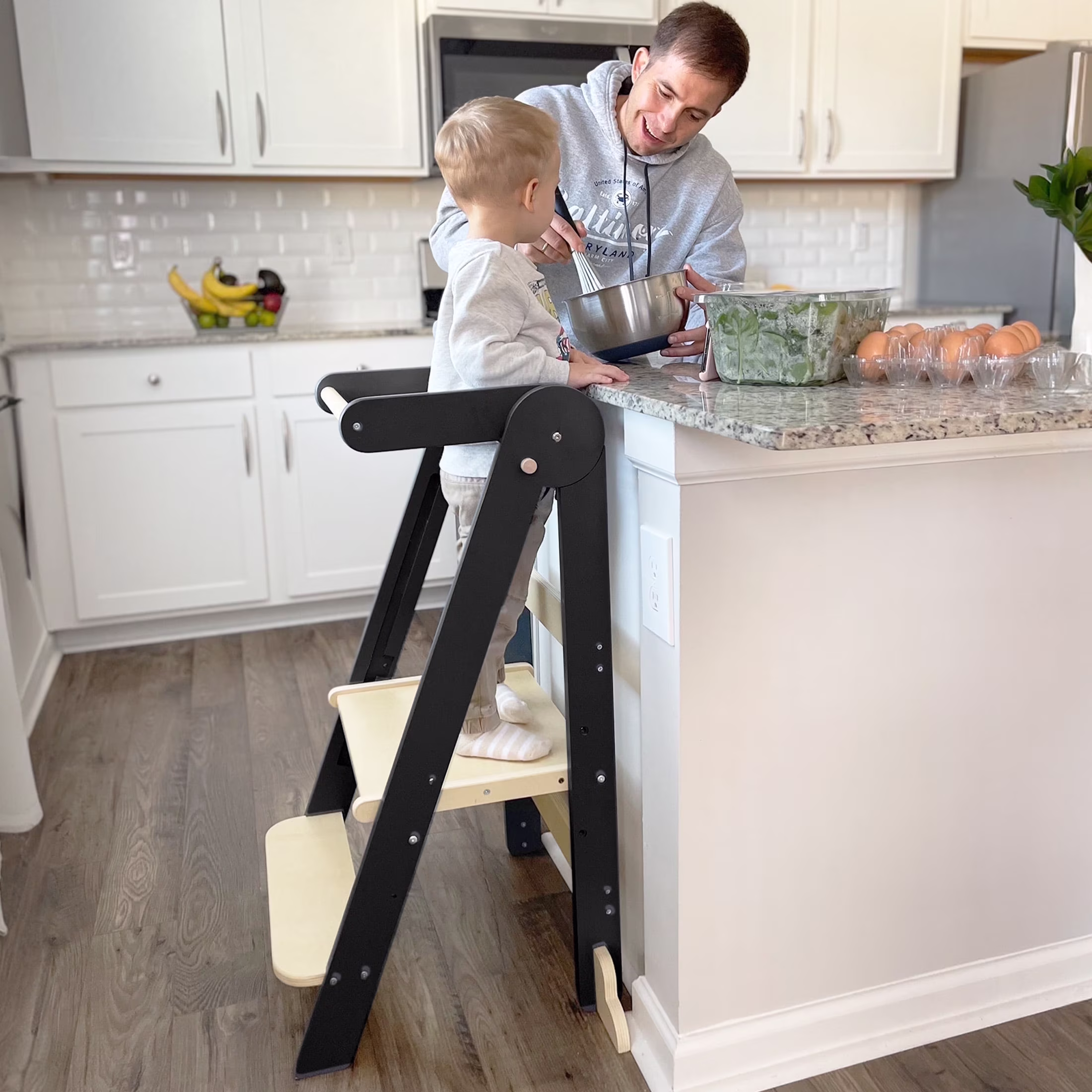 Foldable Toddler Kitchen Tower, Standing Tower for Kids Age 1.5-6 Years, White(White) - Image 7
