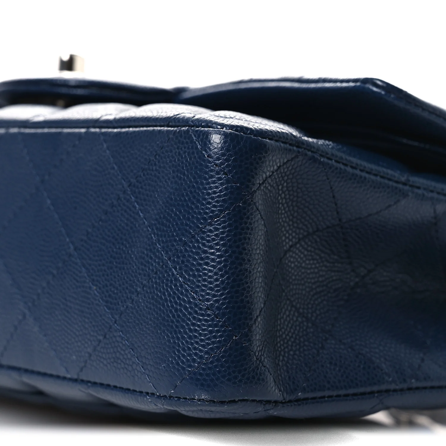 Caviar Quilted Medium Double Flap Navy