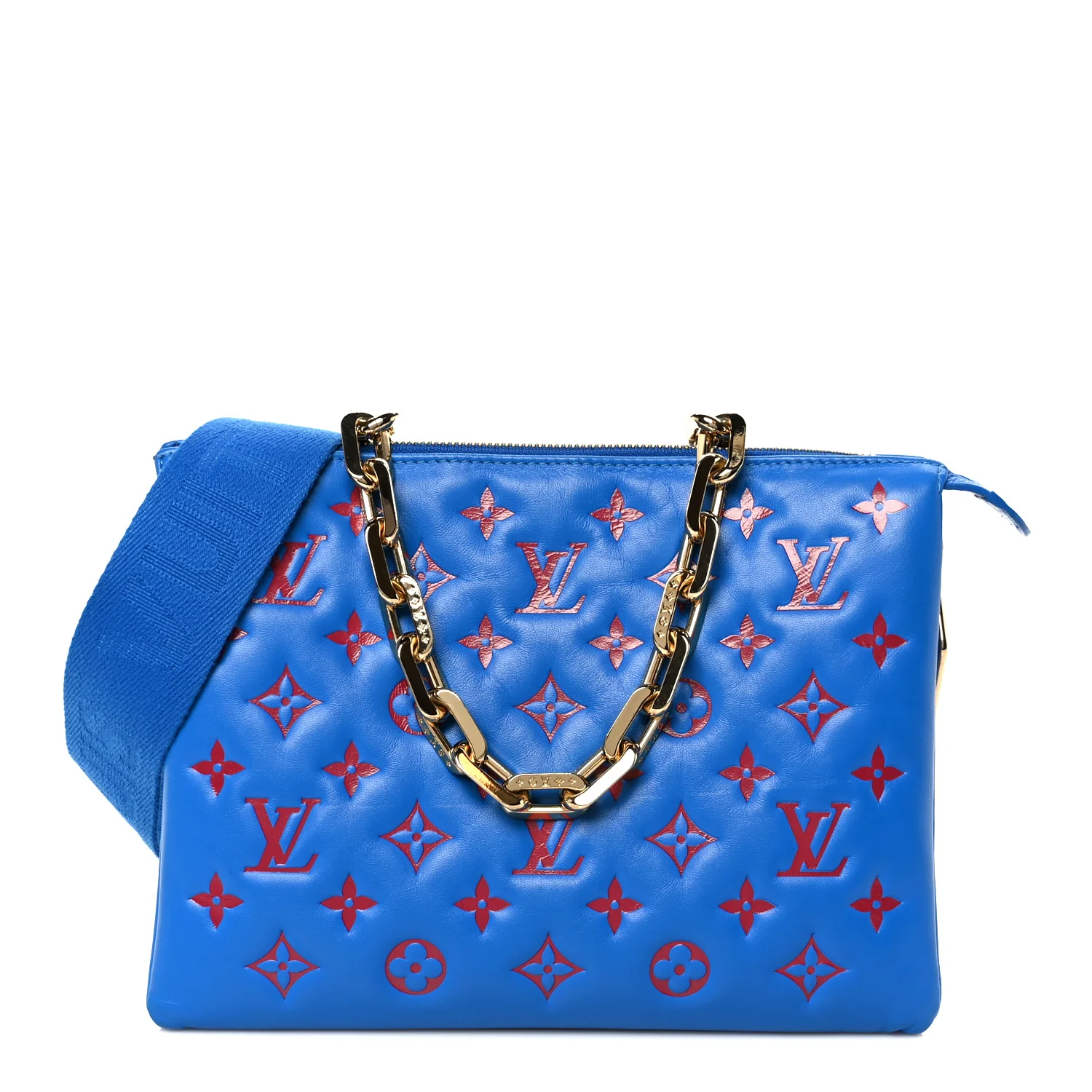 Lambskin Embossed Monogram Vuittamins Coussin PM Blue Red