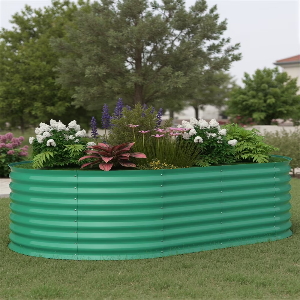 2 - Pack Galvanized Steel Raised Garden Beds Kit - Outdoor Metal Planter Boxes for Vegetables, Flowers & Herbs.tool - Free Assembly, Rust - Resistant Green Coated Design