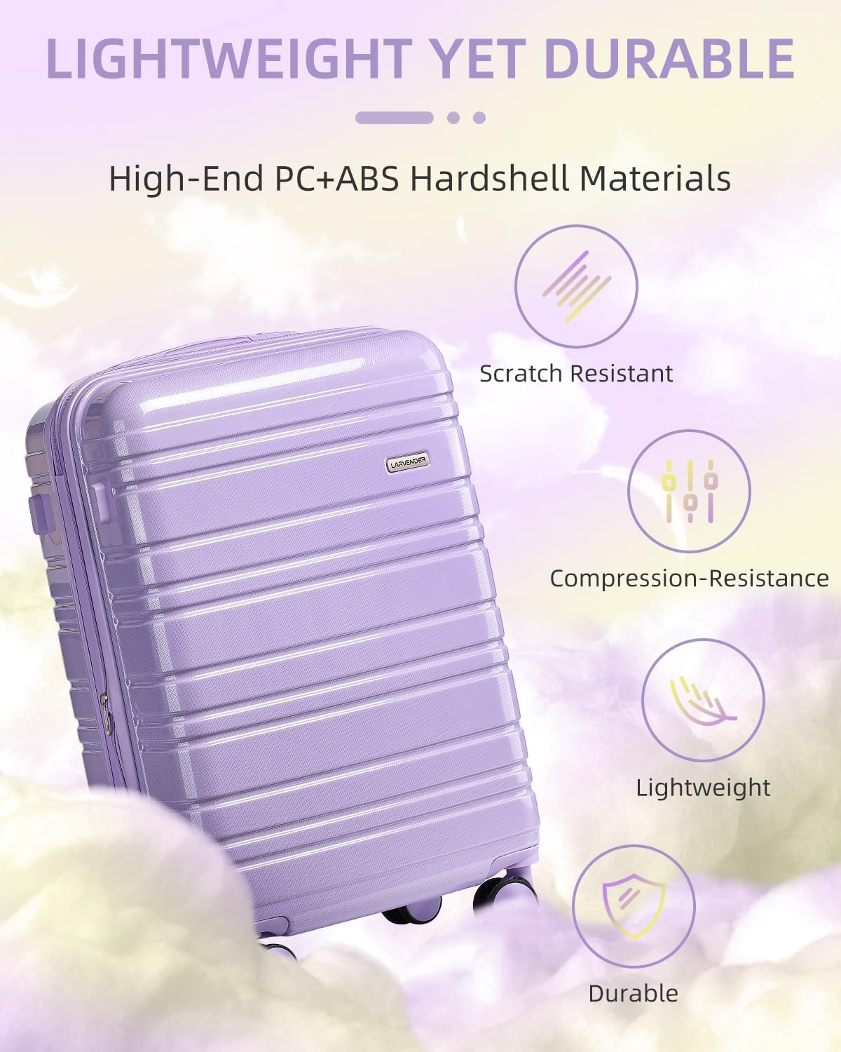 Ensemble de 6 valises, ensemble de valises rigides extensibles avec roulettes multidirectionnelles, ensemble de bagages à roulettes légers