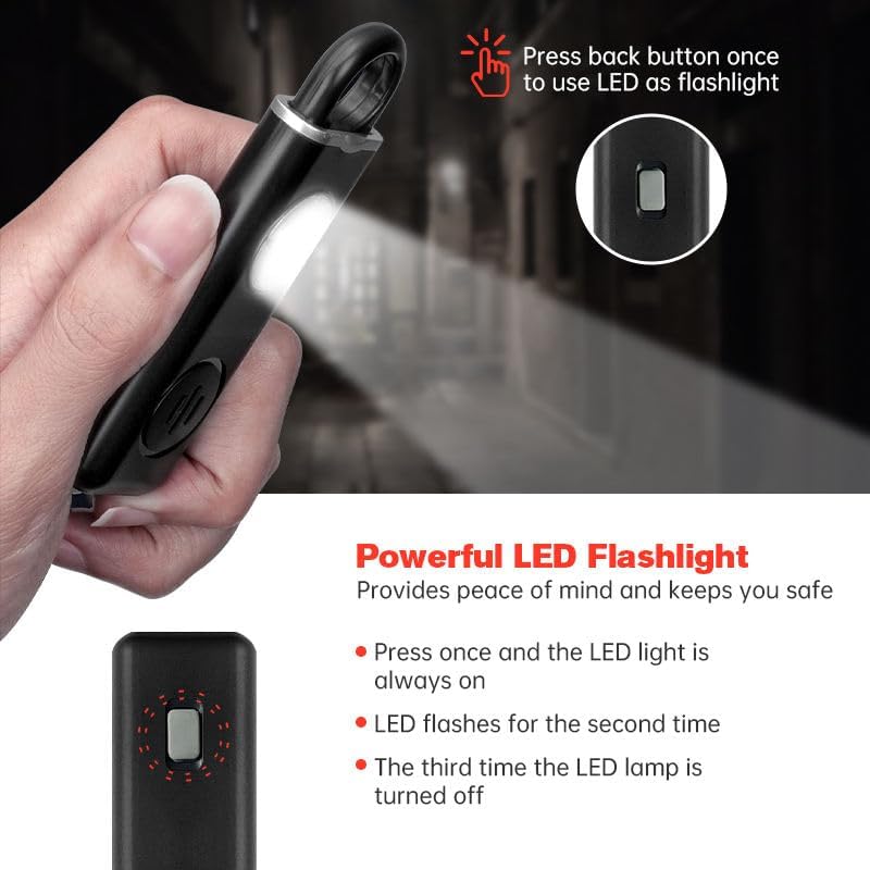Rechargeable Personal Safety Alarm for Women | 130dB Loud Siren with Strobe Light & Flashlight | Self Defense Keychain for Girls, Elderly & Night Safety – Compact & Easy to Carry