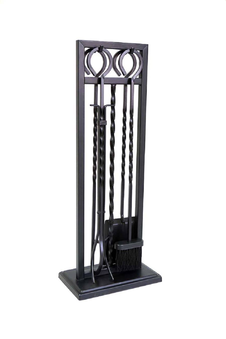 Panacea 5-Pc. Fireplace Tool Set Modern Twist Antique Iron Steel 15094