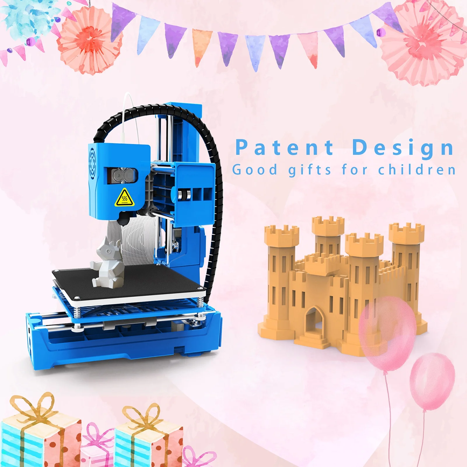 3D Printer Mini Desktop Printing Machine for Beginners Household Education(Black)(Black) - Image 9