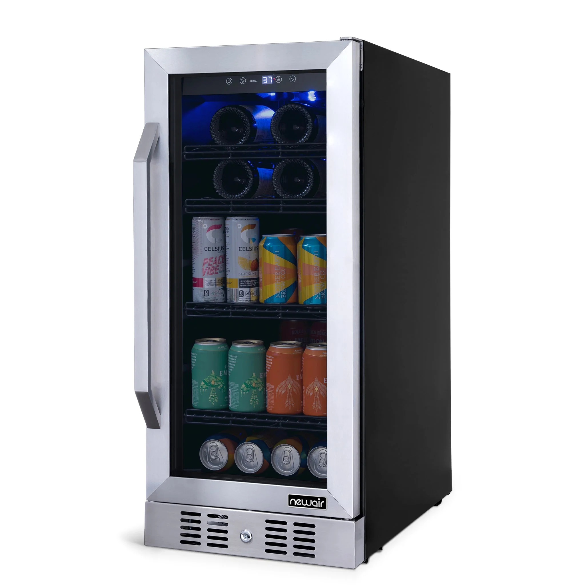 Newair 80-Can, 33-Bottle Built-in Stainless Steel Beverage Fridge - 15
