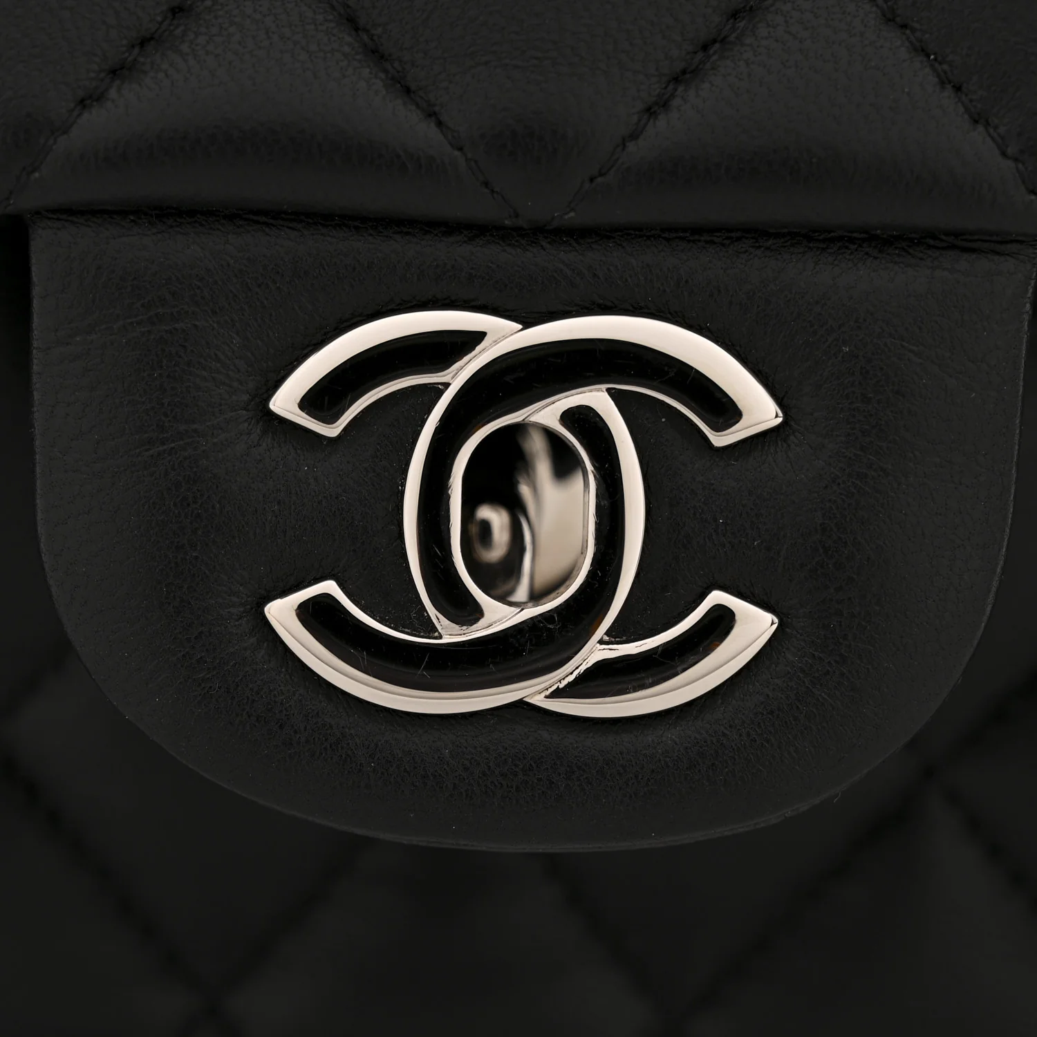 Lambskin Quilted Medium Double Flap Black