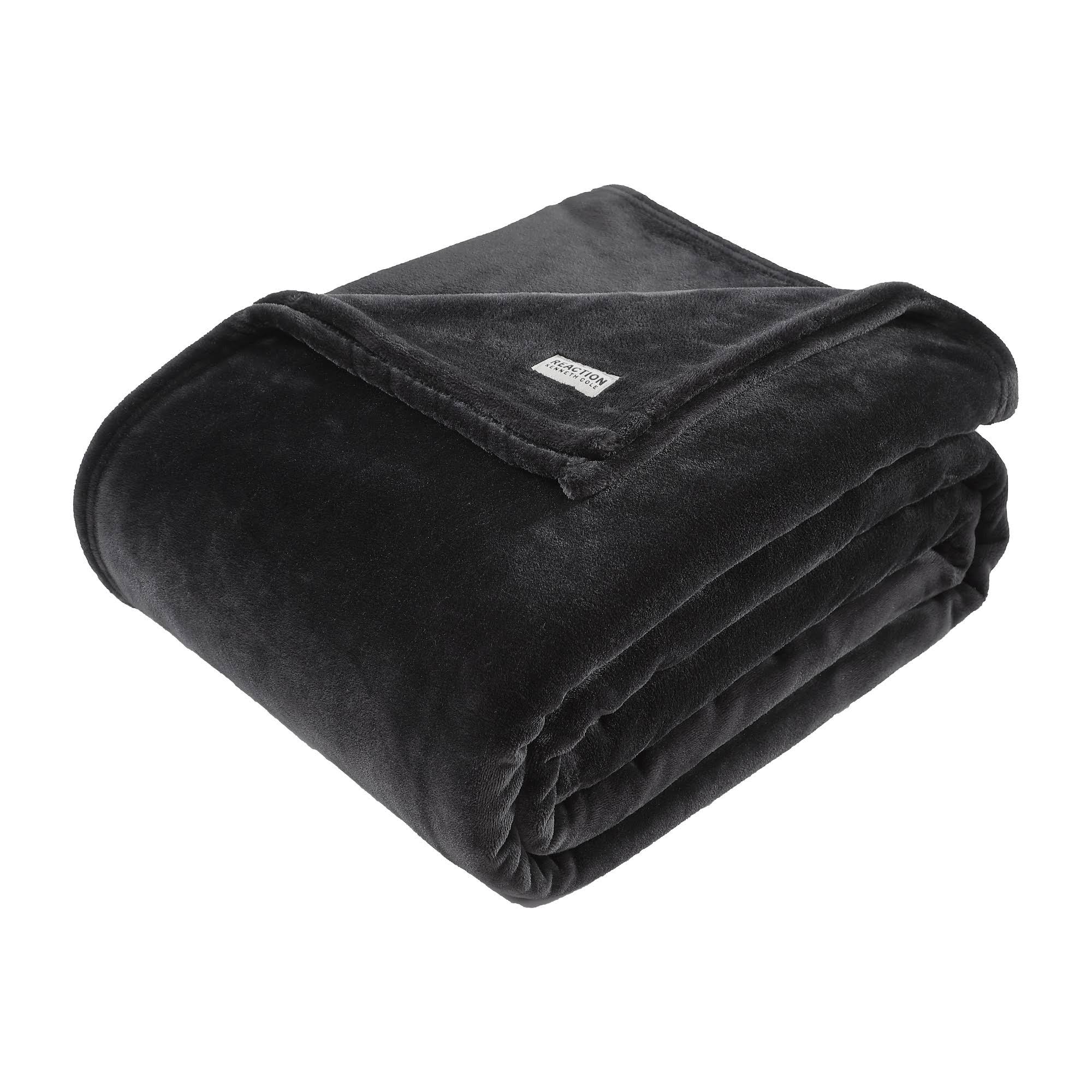 Kenneth Cole | Solid Ultra Soft Plush Blanket in Black, Size: Twin