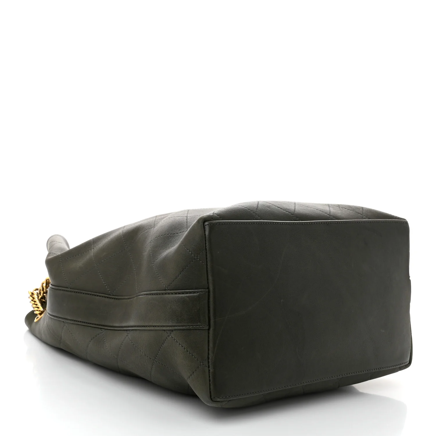 Calfskin Quilted Small On My Shoulder Drawstring Bag Dark Green