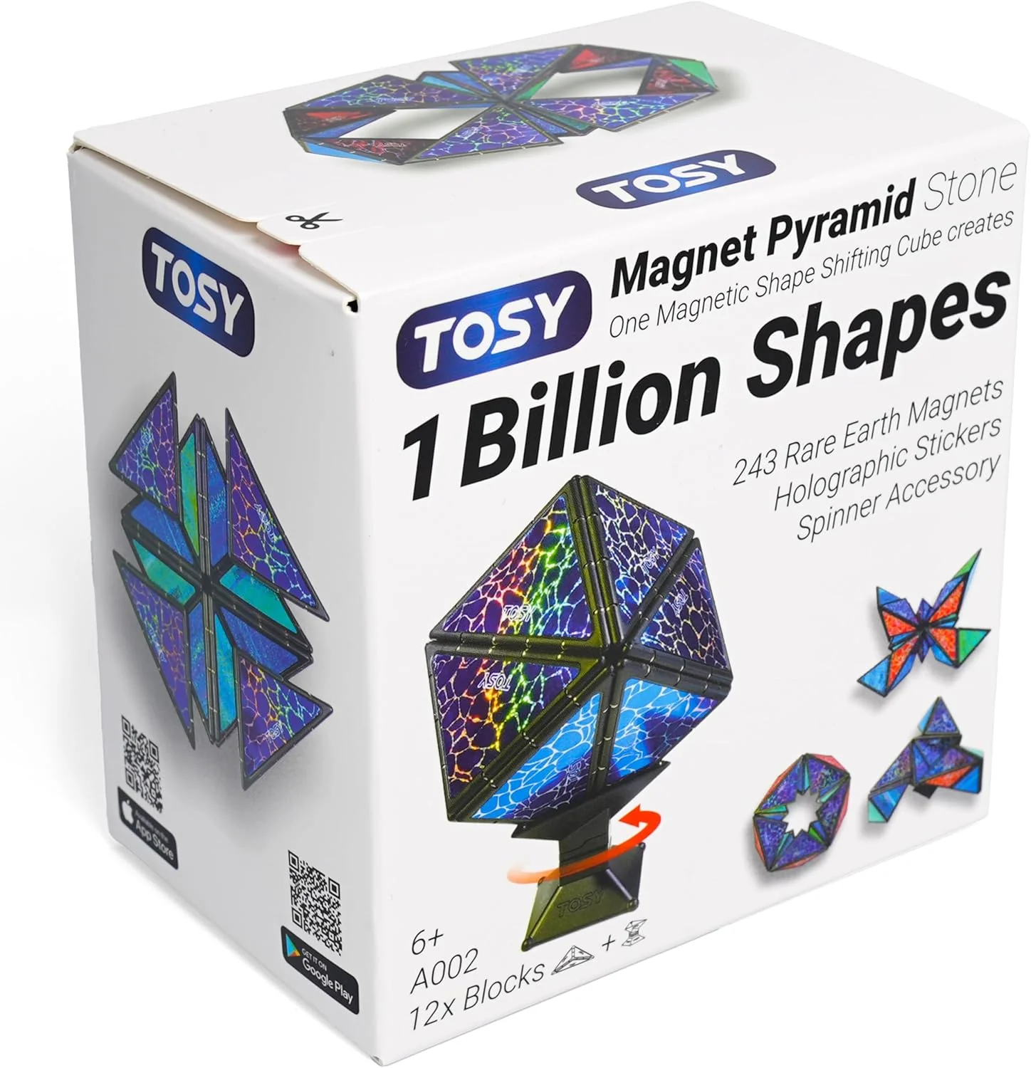 Magnetic Pyramid Puzzle: 14-Piece STEM Toy with 243 Magnets, 1 Billion Shapes