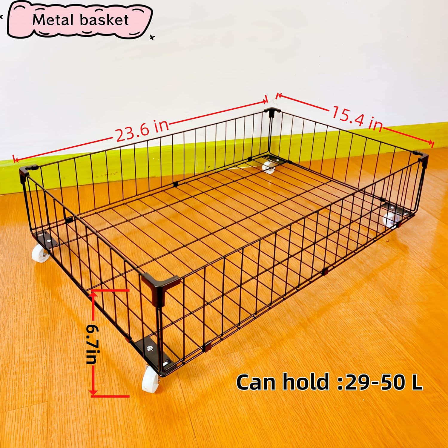 4 PACK Under bed Storage Containers With Wheels, Under bed Basket, Rolling Under Bed Drawer Organizer For Shoes Clothes Books Toys Blankets,