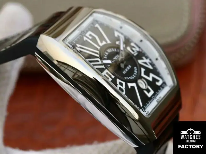 Franck Muller Vanguard V45-04 Black Leather Strap Black Dial
