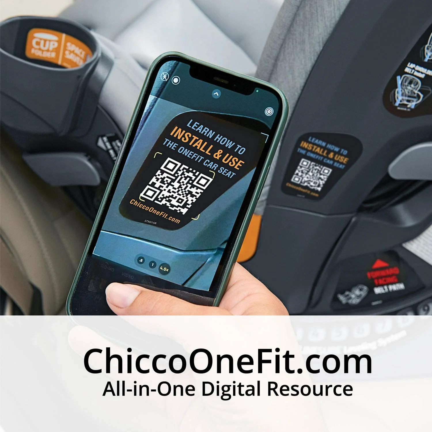 Chicco OneFit ClearTex All-in-One Car Seat - Slate (Grey). New