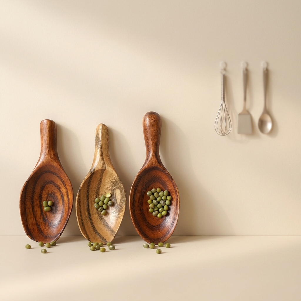 Mini Wooden Spoon Creative Short Handle Wide Mouth Tea Scoop Small Wood Salt and Spice Spoon for Jars